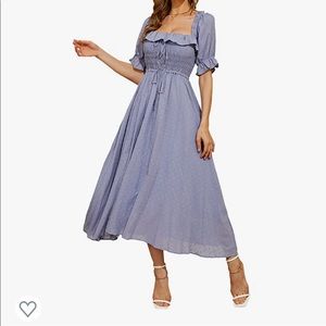 square neck puff sleeve dusty blue maxi